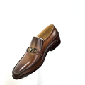Executive Two-Tone Leather Horsebit Slip-On Loafers - Brown