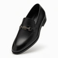 Premium Black Metallic Buckle Leather Loafers for Men
