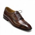Executive Two-Tone Leather Cap-Toe Formal Oxfords - Espresso Brown