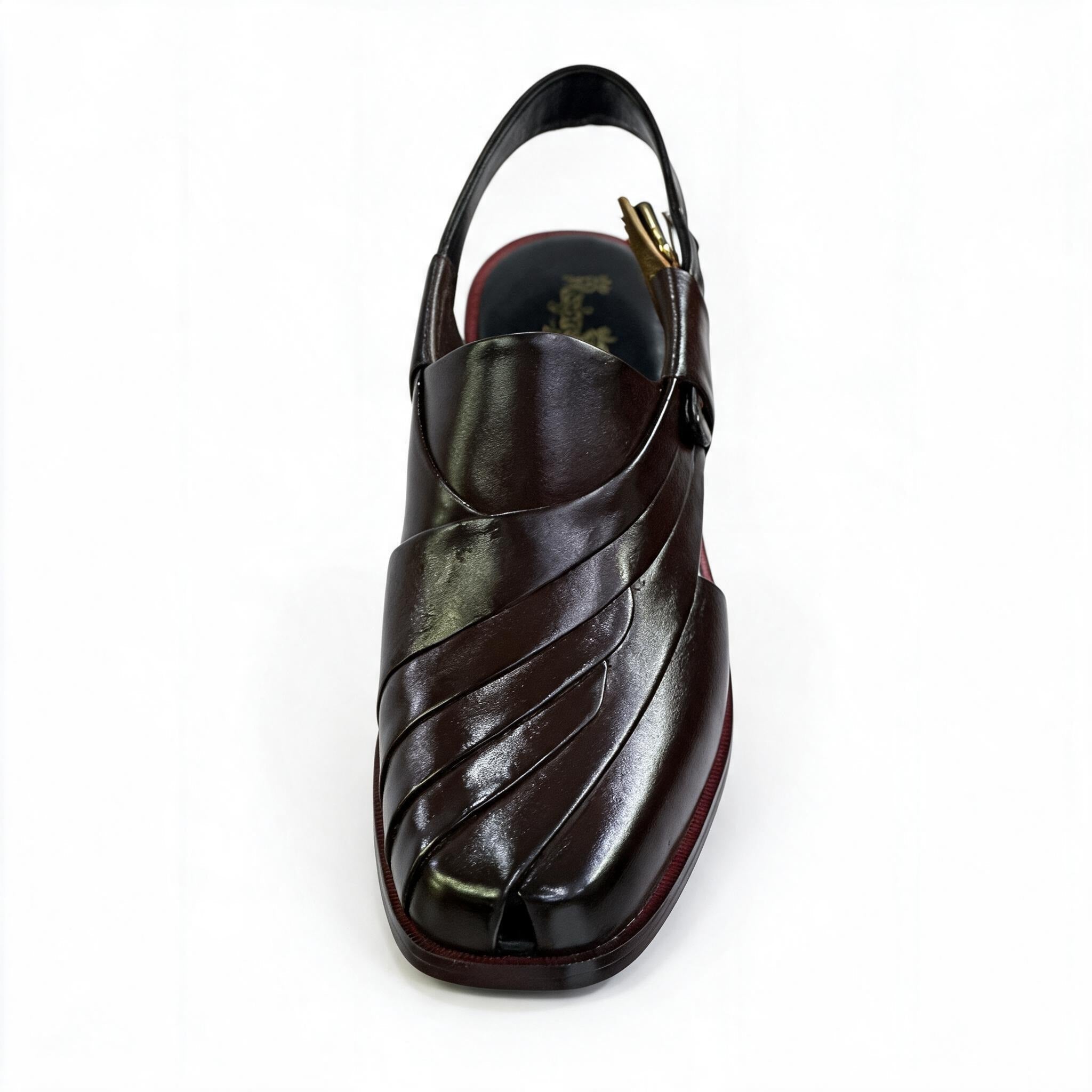 Handcrafted Leather Peshawari Chappal - Dark Mahogany Brown