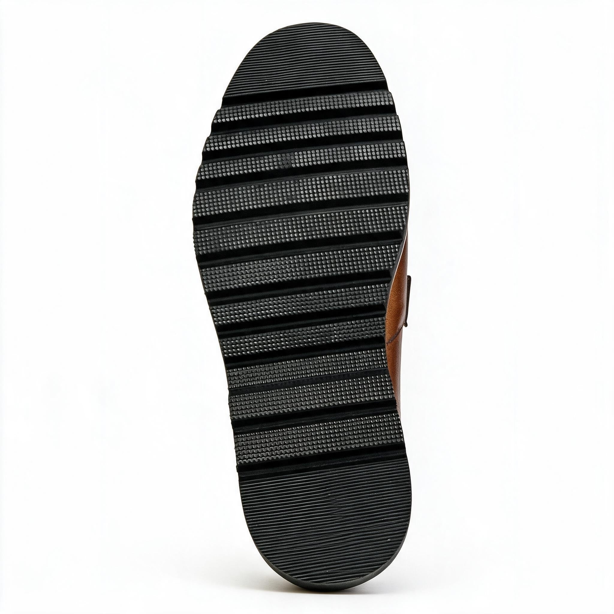 Handcrafted Chevron Stitched Bit Loafers with Lug Sole - Brown