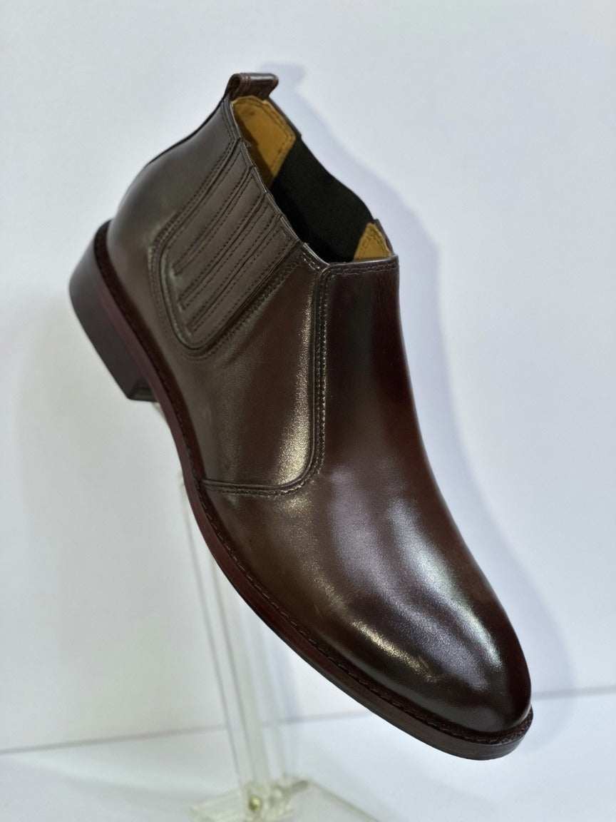 Men's Handcrafted Genuine Leather Chelsea Boots - Deep Coffee Brown