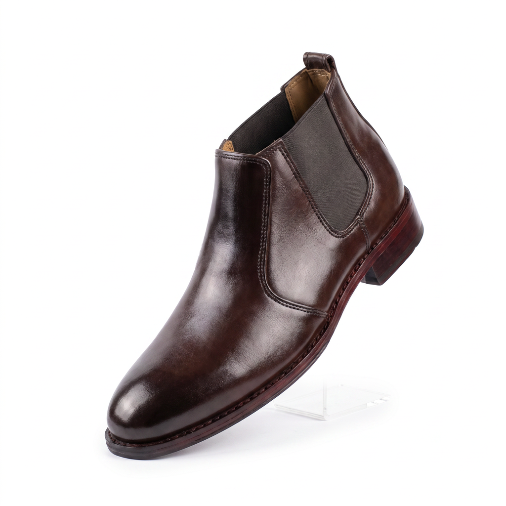 Men's Handcrafted Genuine Leather Chelsea Boots - Deep Coffee Brown