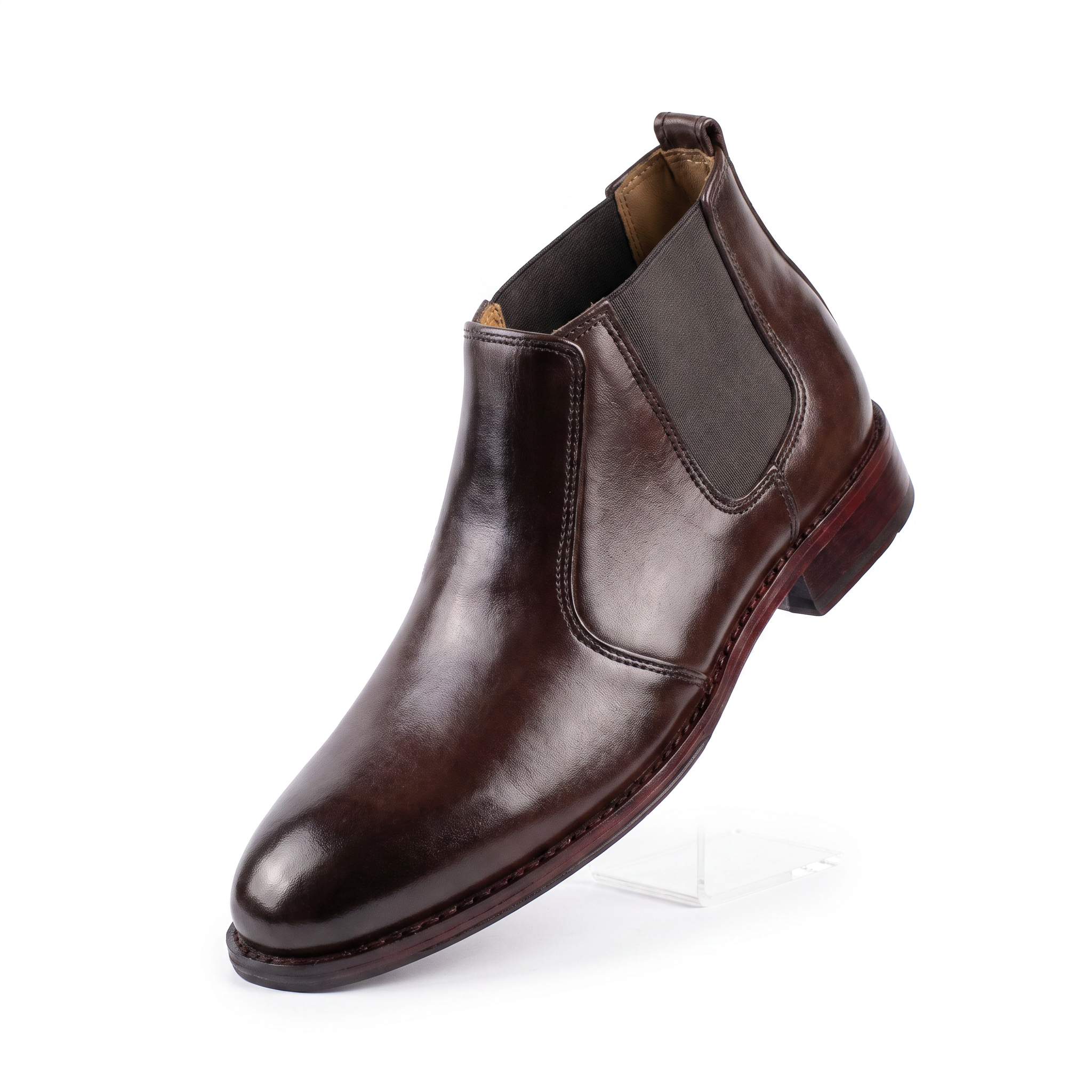 Men's Handcrafted Genuine Leather Chelsea Boots - Deep Coffee Brown