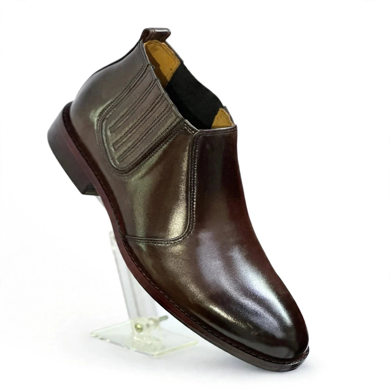 Men's Handcrafted Genuine Leather Chelsea Boots - Deep Coffee Brown