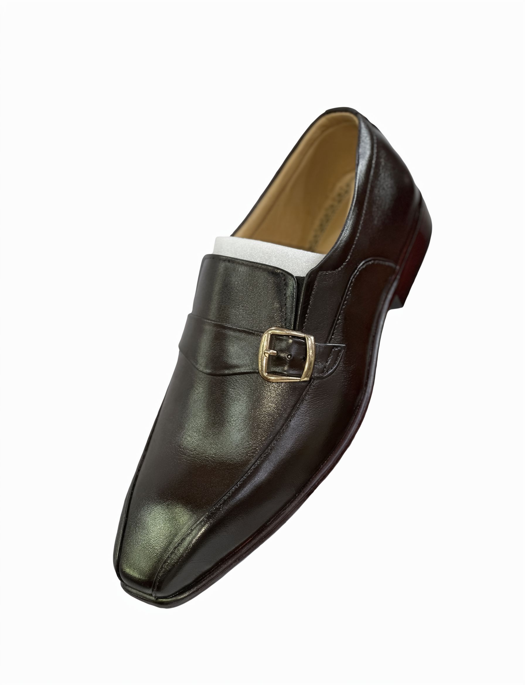 Men's Handcrafted Single Monk Strap Leather Loafers - Classic Black