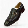 Men's Handcrafted Single Monk Strap Leather Loafers - Classic Black