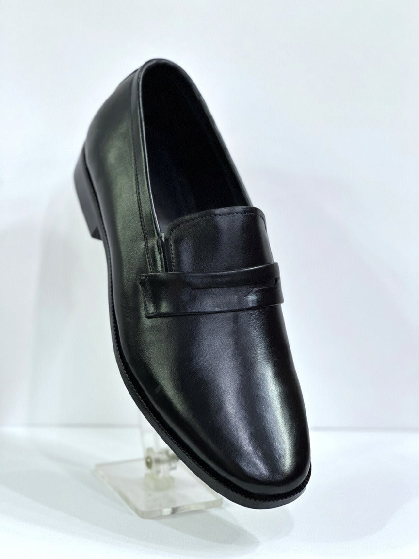 Men's Handcrafted Genuine Leather Penny Loafers - Classic Black