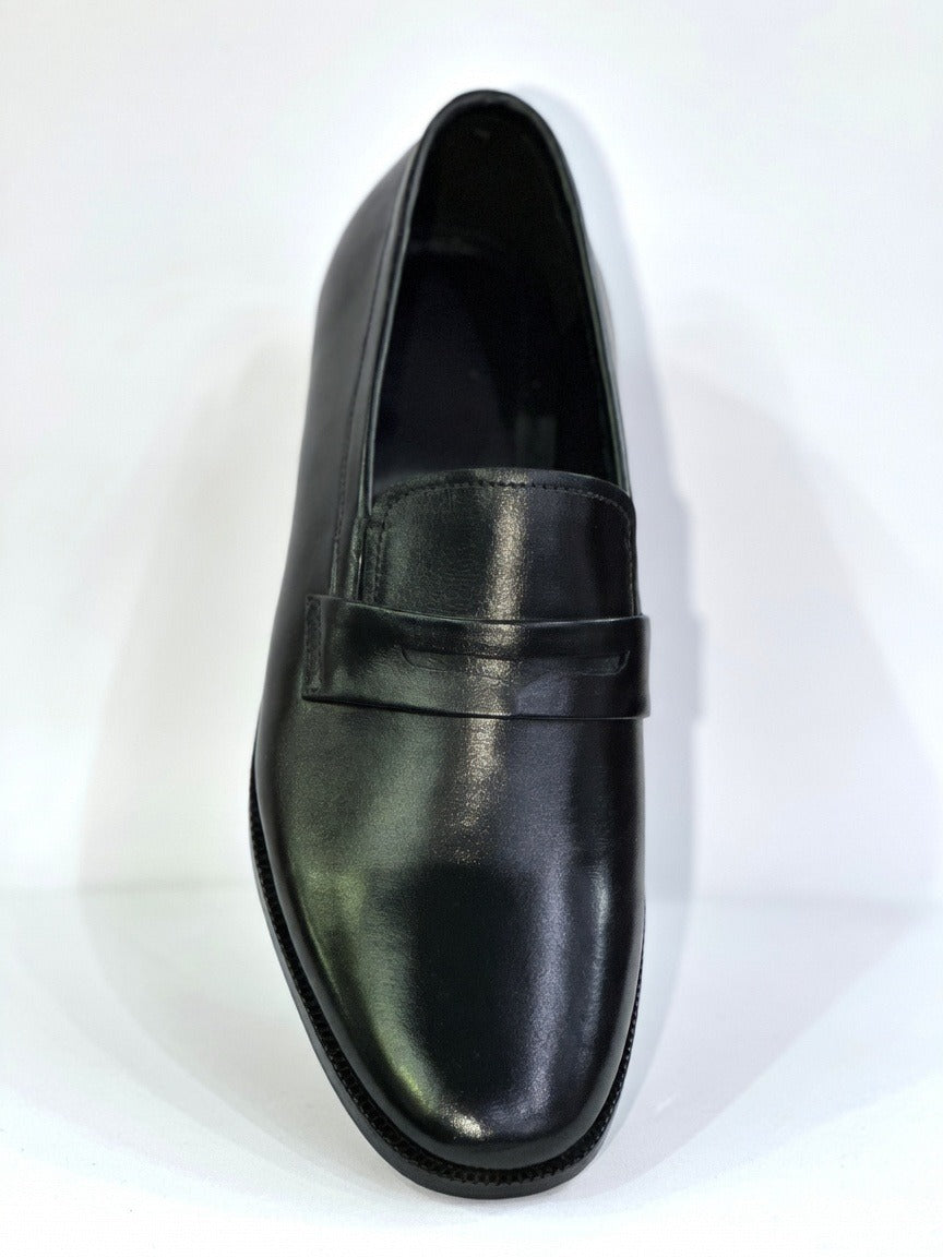 Men's Handcrafted Genuine Leather Penny Loafers - Classic Black
