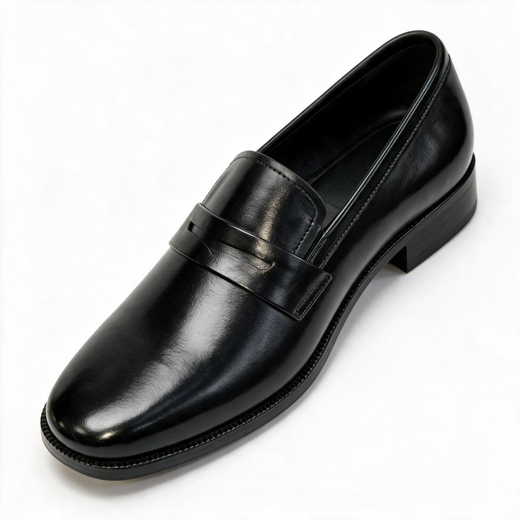 Men's Handcrafted Genuine Leather Penny Loafers - Classic Black