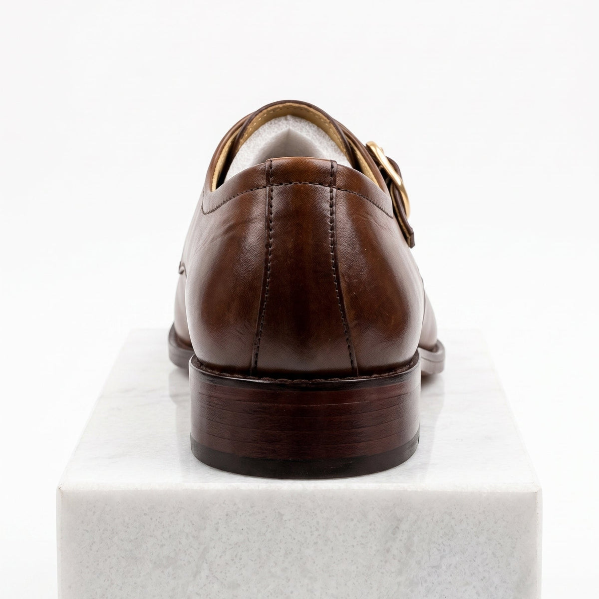 Men’s Handcrafted Woven Leather Monk Strap Shoes - Tan Brown - Raja Rani Shop