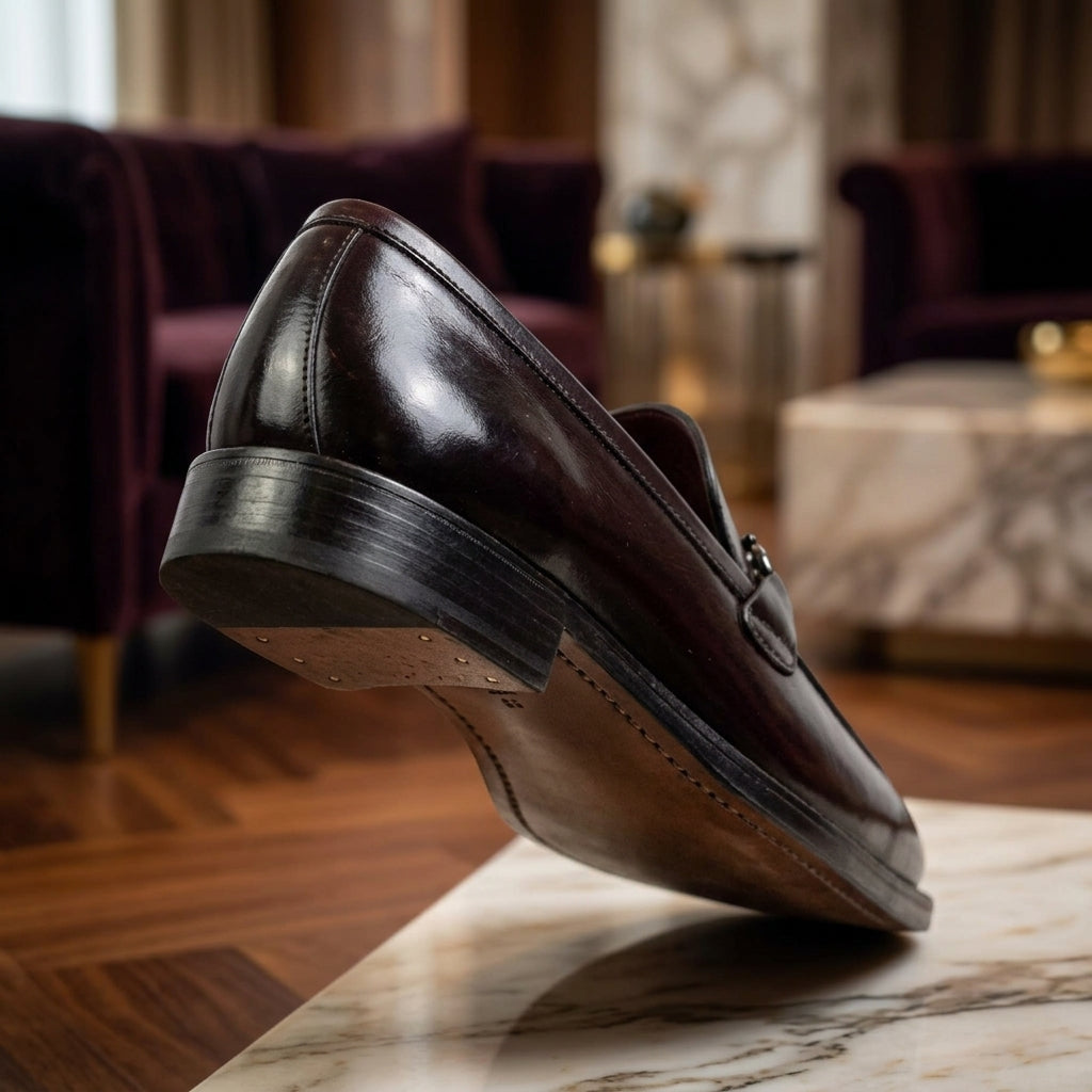 Men’s Handcrafted Leather Bit Loafers - Deep Burgundy - Raja Rani Shop