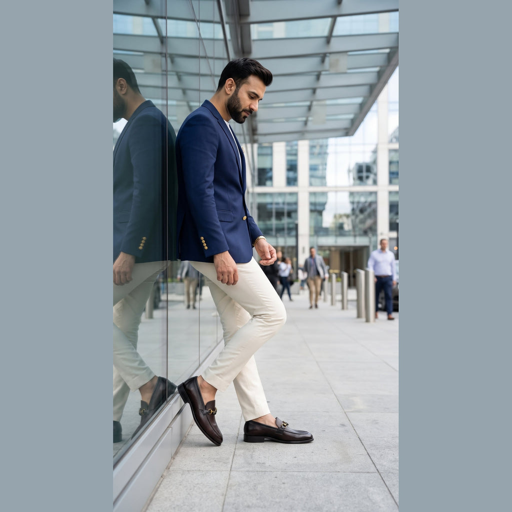 Men's Handcrafted Textured Leather Bee Buckle Loafers - Deep Mahogany Brown - Raja Rani Shop