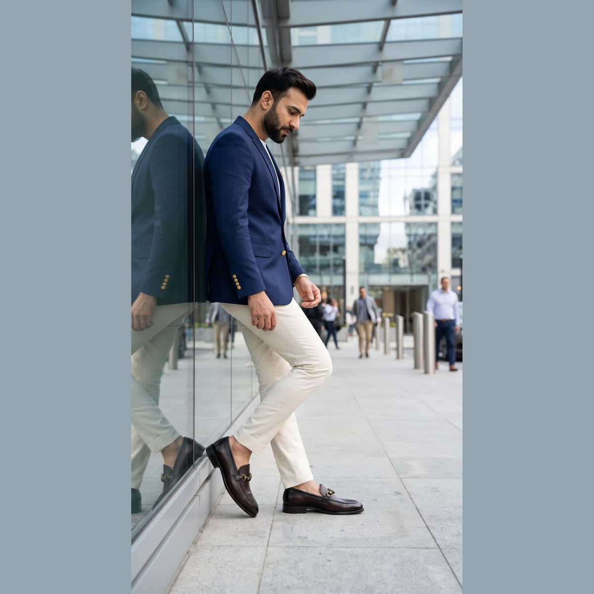 Men's Handcrafted Textured Leather Bee Buckle Loafers - Deep Mahogany Brown - Raja Rani Shop