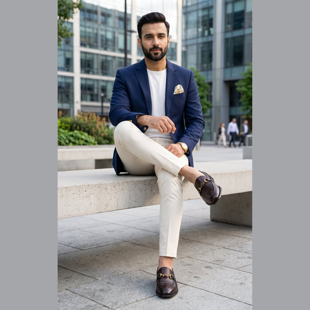 Men's Handcrafted Textured Leather Bee Buckle Loafers - Deep Mahogany Brown - Raja Rani Shop