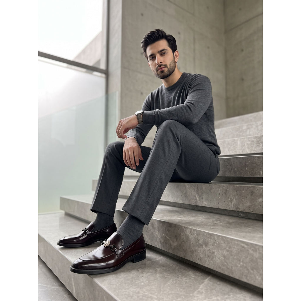 Men’s Handcrafted Leather Bit Loafers - Deep Burgundy - Raja Rani Shop