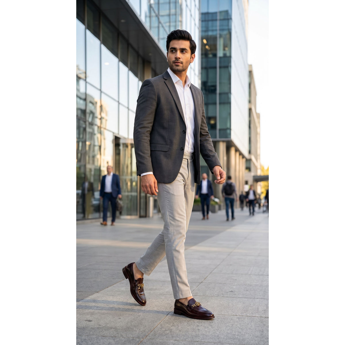 Men's Handcrafted Gold Medallion Chain Leather Loafers - Deep Burgundy / Mahogany - Raja Rani Shop