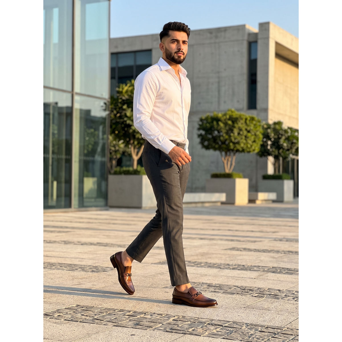 Executive Two-Tone Leather Horsebit Slip-On Loafers - Brown - Raja Rani Shop
