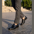 Men's Handcrafted Genuine Leather Penny Loafers - Classic Black - Raja Rani Shop