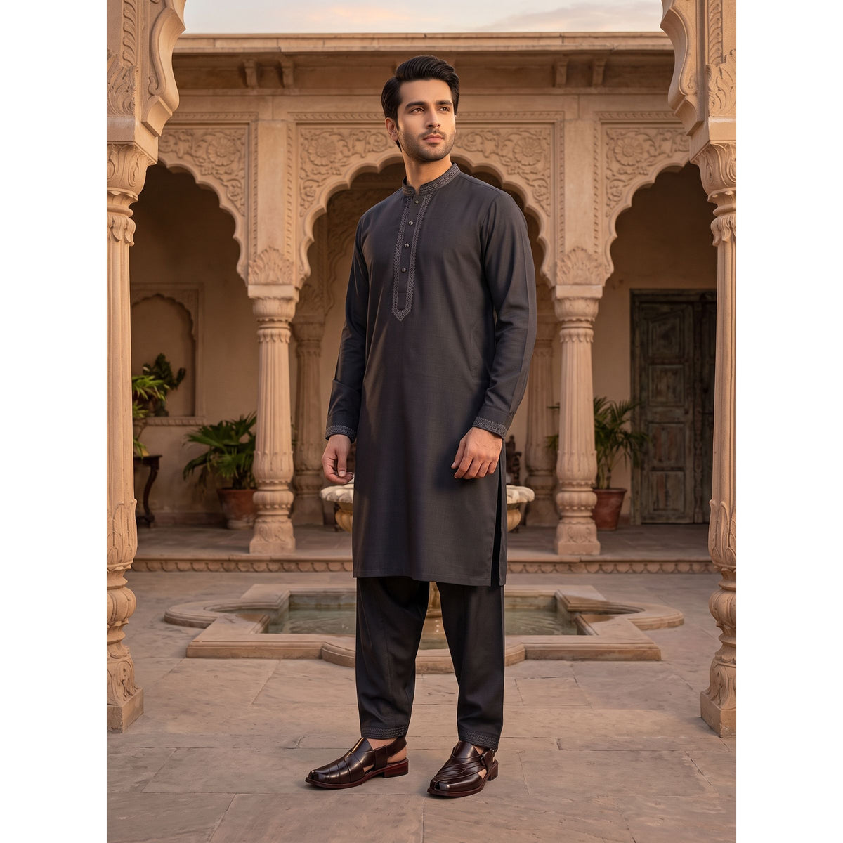 Handcrafted Leather Peshawari Chappal - Dark Mahogany Brown - Raja Rani Shop