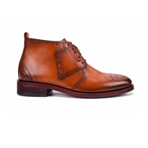 Men's brown formal ankle boots with brogue detailing | rajaranishop.com
