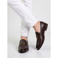 Men's Croc-Embossed Leather Bee Ring Loafers - Deep Dark Brown - Raja Rani Shop