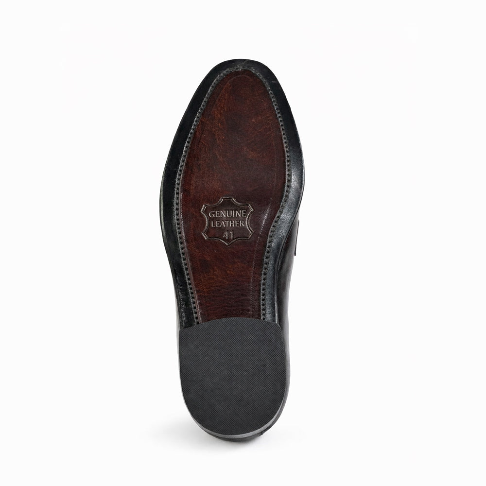 Premium Black Metallic Buckle Leather Loafers for Men