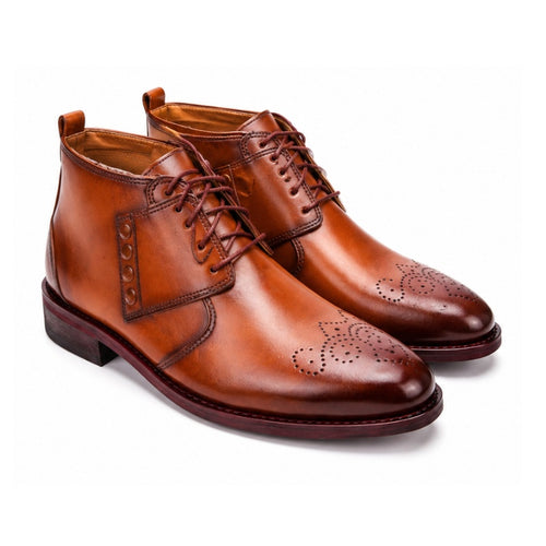 Men's brown formal ankle boots with brogue detailing | rajaranishop.com